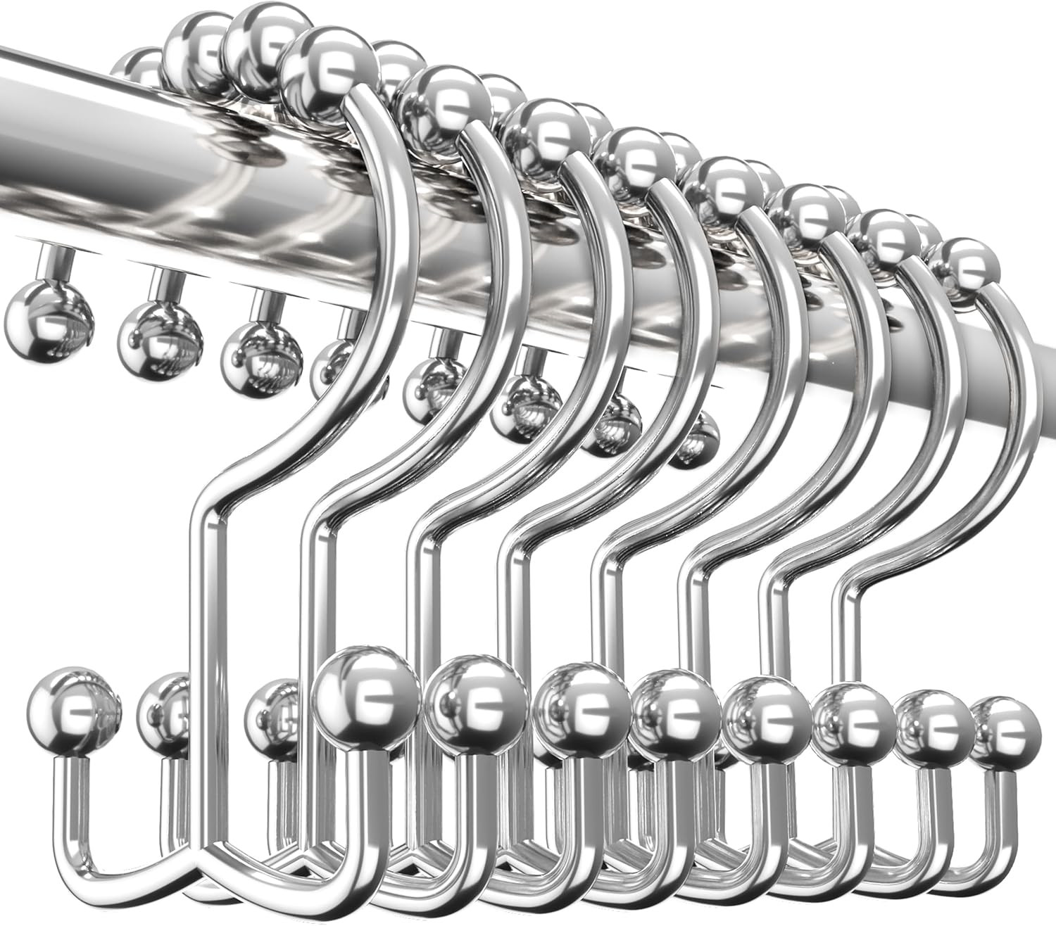 Utopia Bedding Double Glide Roller Set of 12 Shower Curtain Hooks, Double Sided gallery