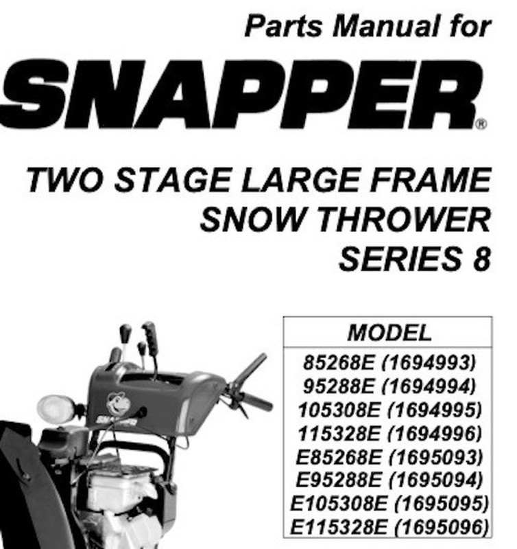 Parts Manual Snapper Two-Stage Large-Frame Snow Thrower Series 8 gallery