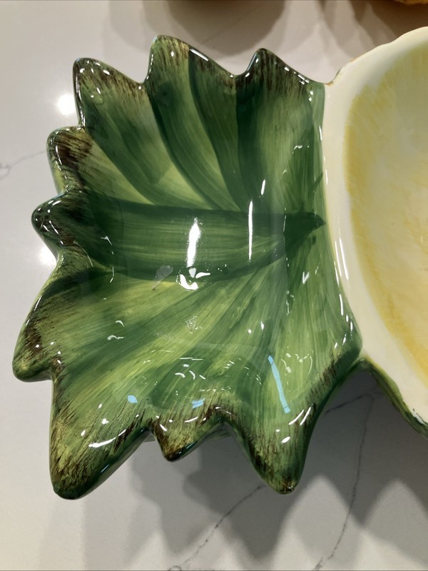 vintage ceramic pineapple-shaped serving Platter and Three dipping bowls gallery