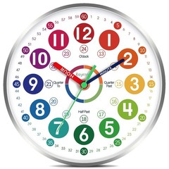 Roymnie Wall Clock for Kids Learning – Teaching Time 8 Inch, B_multicoloured