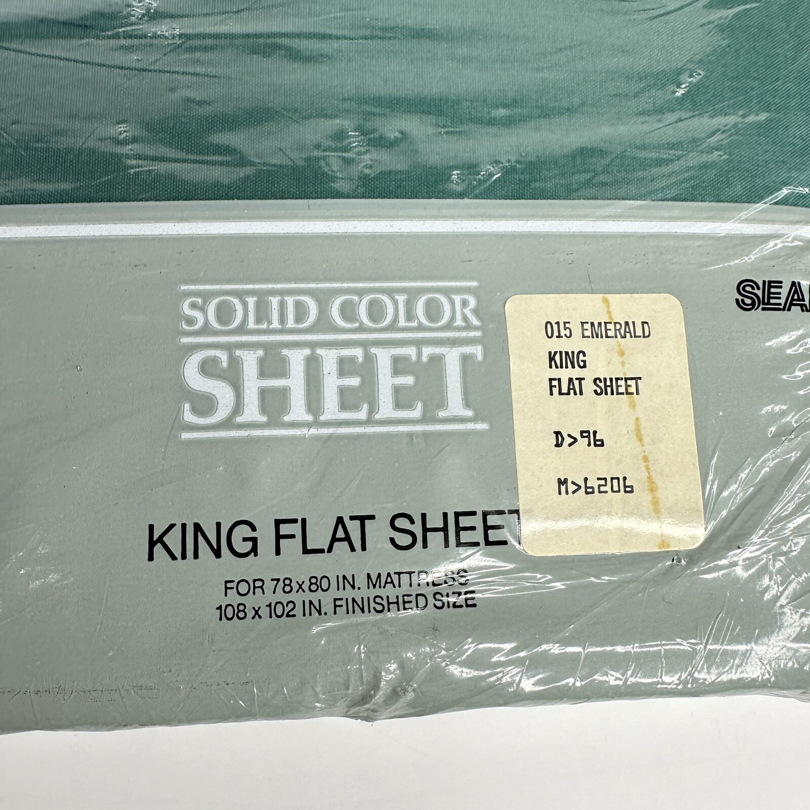 Sears Emerald Green King Flat Sheet Polyester Cotton NIP gallery