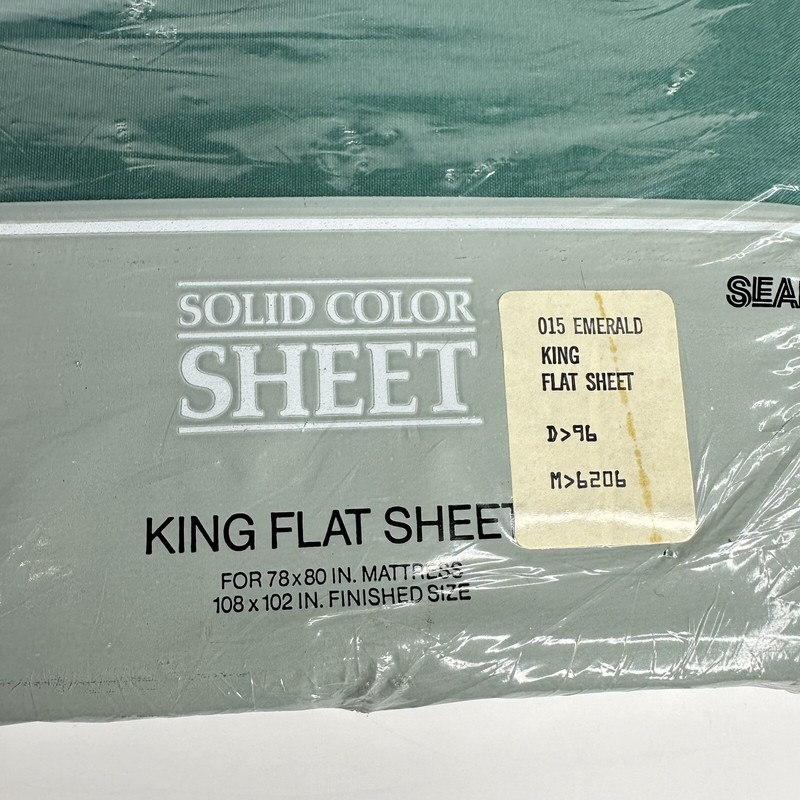Sears Emerald Green King Flat Sheet Polyester Cotton NIP gallery
