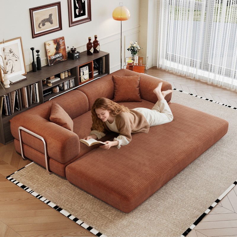 78.8" Compression Sofa, Convertible Floor Sofa Bed Boneless Sectional Couch gallery