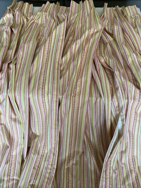 New Custom DRAPES 4 pc Pinch Pleated Lined Cotton Kids Nursery Pink Stripped 79” gallery