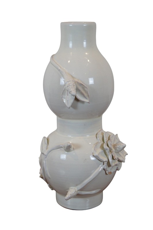 Global Views Ceramic Lotus Double Gourd Vase Blanc De Chine White Floral Italy gallery