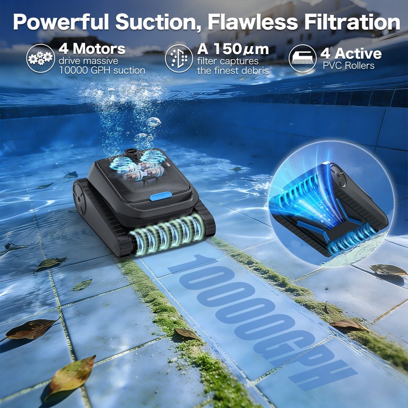 AIRROBO CP400 Automatic Robotic Pool Cleaner Vacuum & Robot Pool Skimmer APP Pro gallery