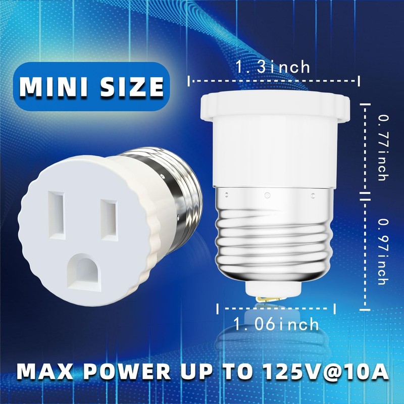 2 Pack, Light Socket to Plug Adapter, Convert Bulb White gallery