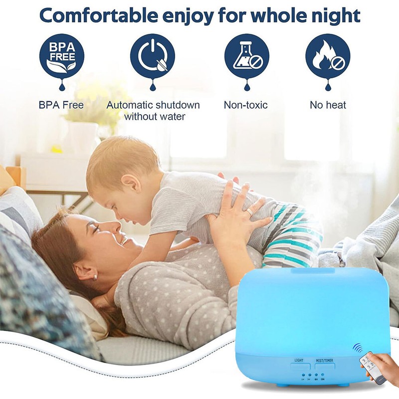 500ml Essential Oil Aroma Diffuser for Large Room LED Humidifier Air Purifier gallery
