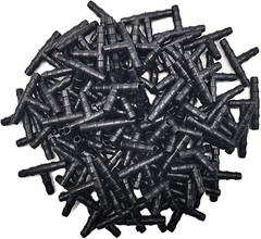 200 Pcs 1/4 Universal Barbed Tee Fittings Drip Irrigation Barbed Connectors