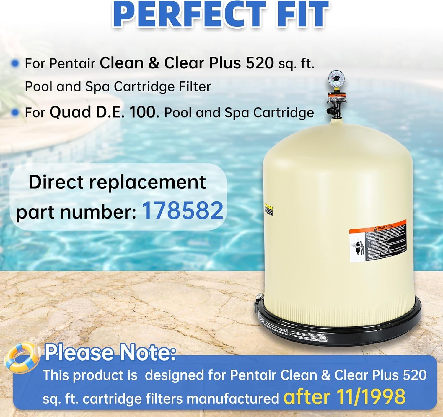 178582 Pool Filter Lid Assembly Compatible with Pentair Clean & Clear Plus 520 gallery