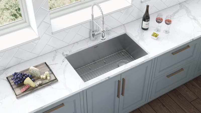 Ruvati 30-inch Slope Bottom Offset Drain Undermount Kitchen Sink - RVH7480 gallery