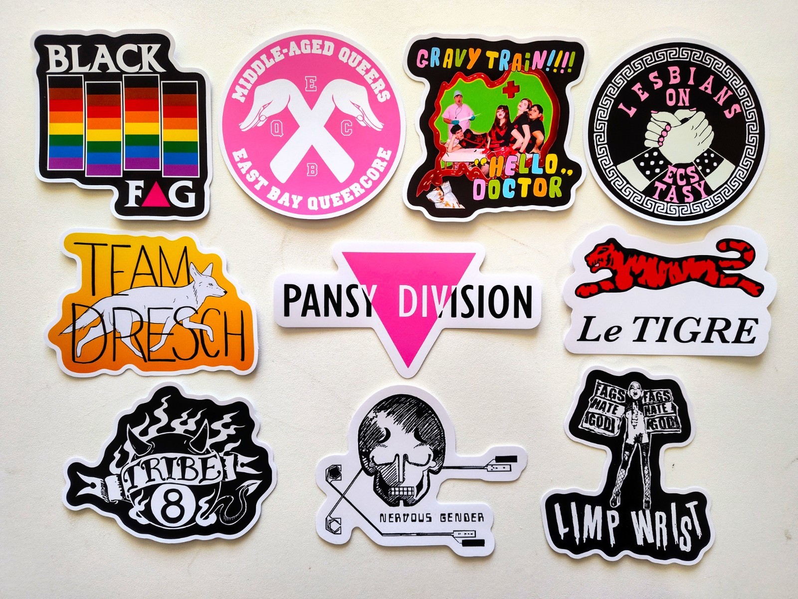 Queercore / Punk Vinyl Sticker Lot (10 Pack) SET 1 lgbtq hardcore riot grrrl gay gallery