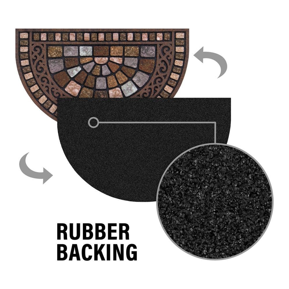 Door Mat Half Round Stone 18 in. x 30 in. No-Skid Rubber Backing Securely Floor gallery
