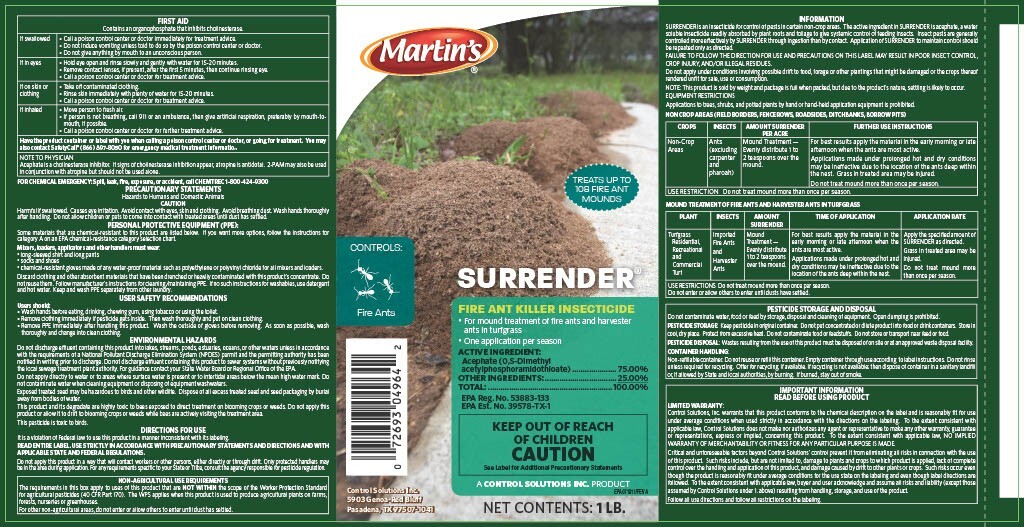 Martin's Surrender Acephate 75% Fire Ant Killer Mound Insecticide - 1 lb. Can gallery