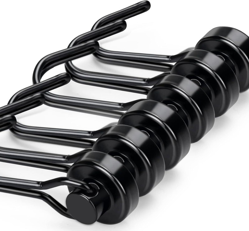 10Pcs Black Swivel Swing Magnetic Hooks 30Lbs for Refrigerator Grill Key Holder gallery