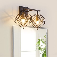 BEHIYA Bathroom 2-Lights ( 16″ Width ), Matte Black With Pineapple Gold