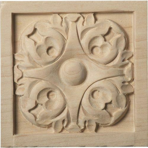 Ekena Millwork ROS03X03LFAL Rosette, 3 1/2"W x 3 1/2"H x 3/4"P, Alder