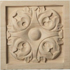 Ekena Millwork ROS03X03LFAL Rosette, 3 1/2″W x 3 1/2″H x 3/4″P, Alder