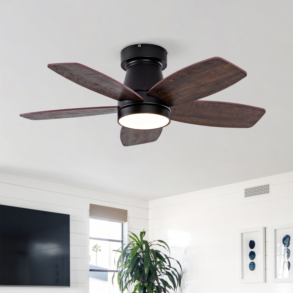 32 Inch Flush Mount Low Profile Ceiling Fan with Light Remote Control gallery