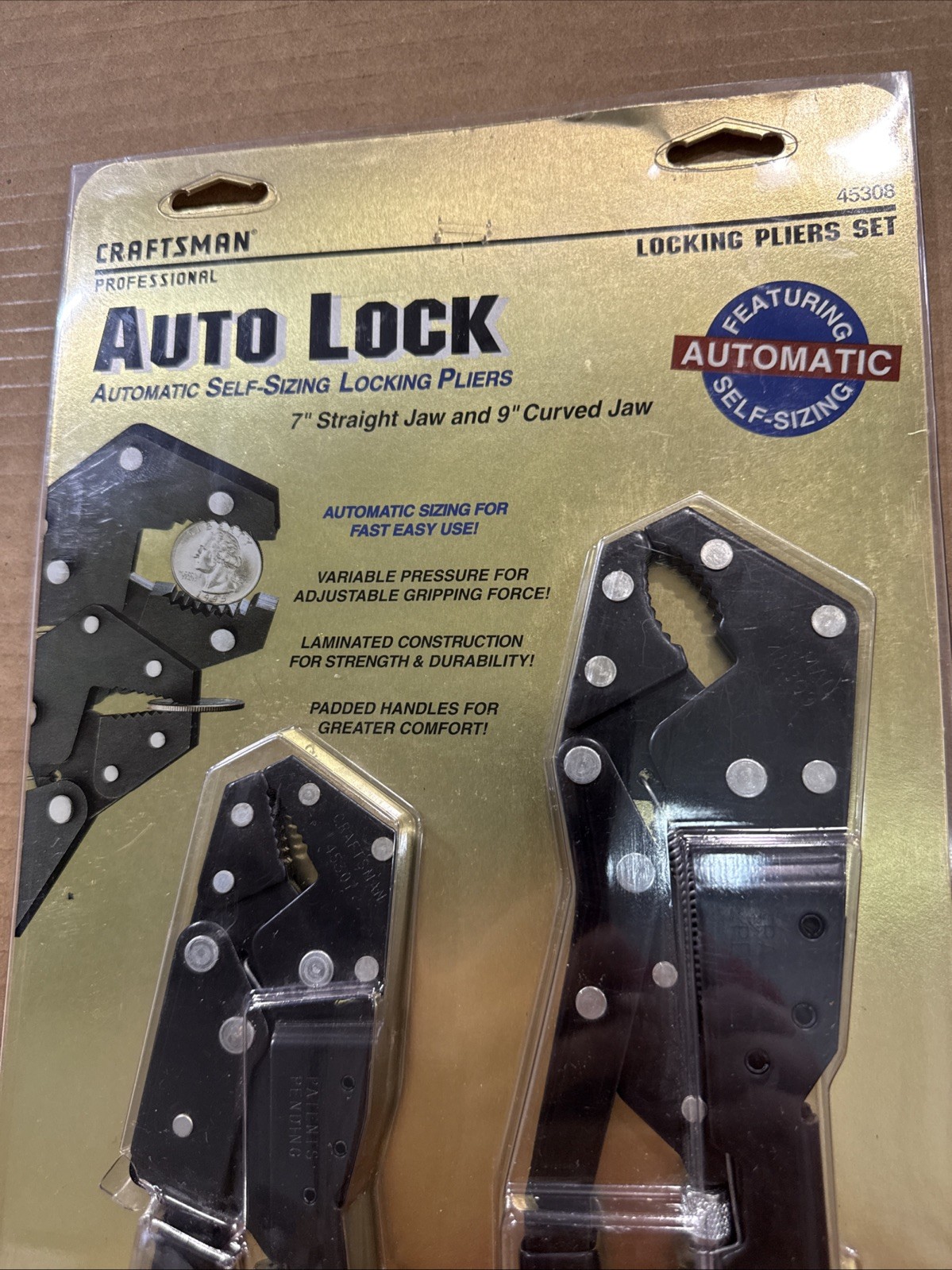 Craftsman ~ 45308 ~Professional Auto Lock Locking Pliers Set 7" & 9" Made In USA gallery