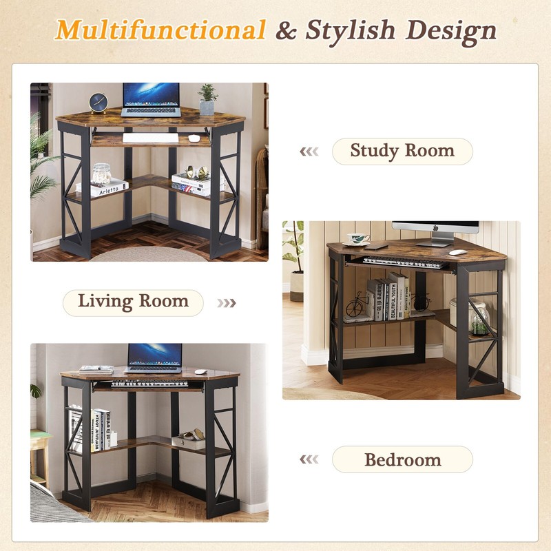 Corner Desk Laptop Gaming Table Computer Home Office Table Workstation w/Drawer gallery
