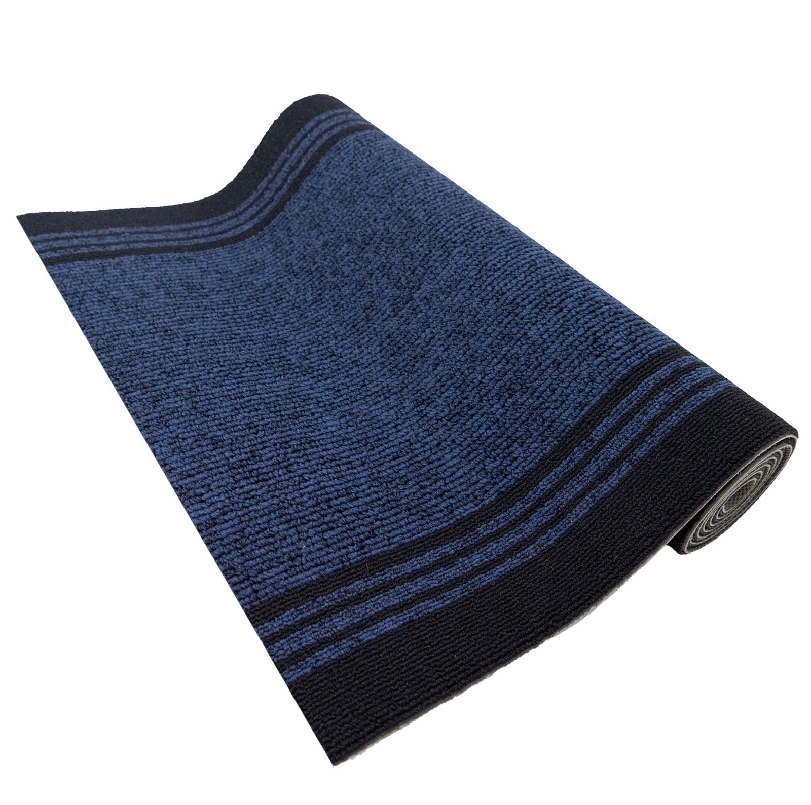 Anti Slip Low Profile Loop Pile Striped Blue Outdoor Heavy Duty Runner Rug gallery
