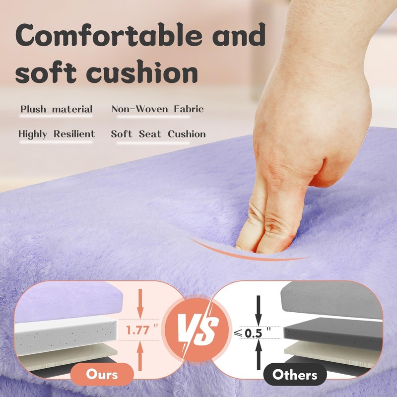Small Ottoman with Storage, Folding Soft Fur Storage Foot Rest Stool with Thi... gallery