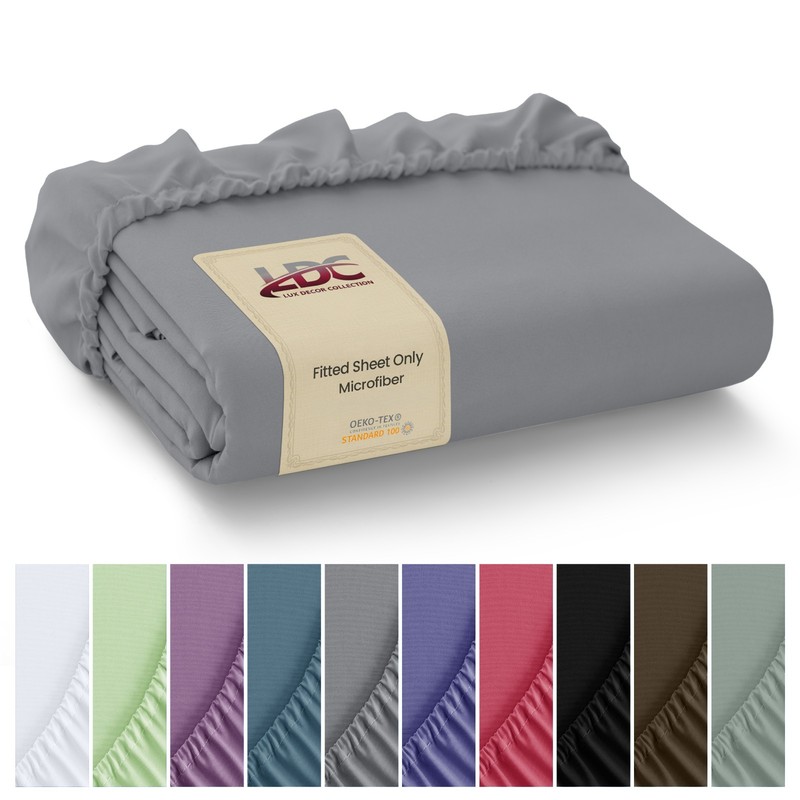 Premium Fitted Sheet Solid Deep Pocket Soft Microfiber Breathable Bottom Sheets gallery