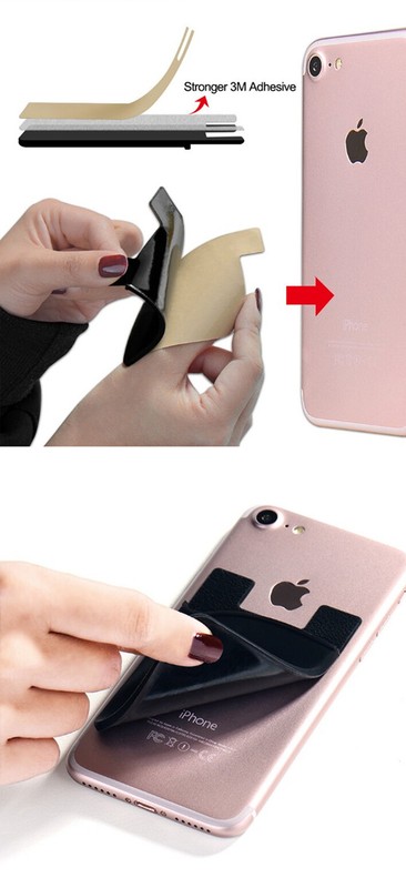 5pcs Pockets Cell Phone Credit Card Holder Wallet Sticker for Key Adhesive grey gallery