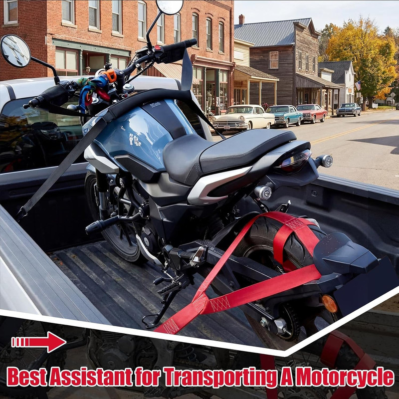 Universal Motorcycle Transport Tie down Straps Set Include Handlebar Straps for gallery