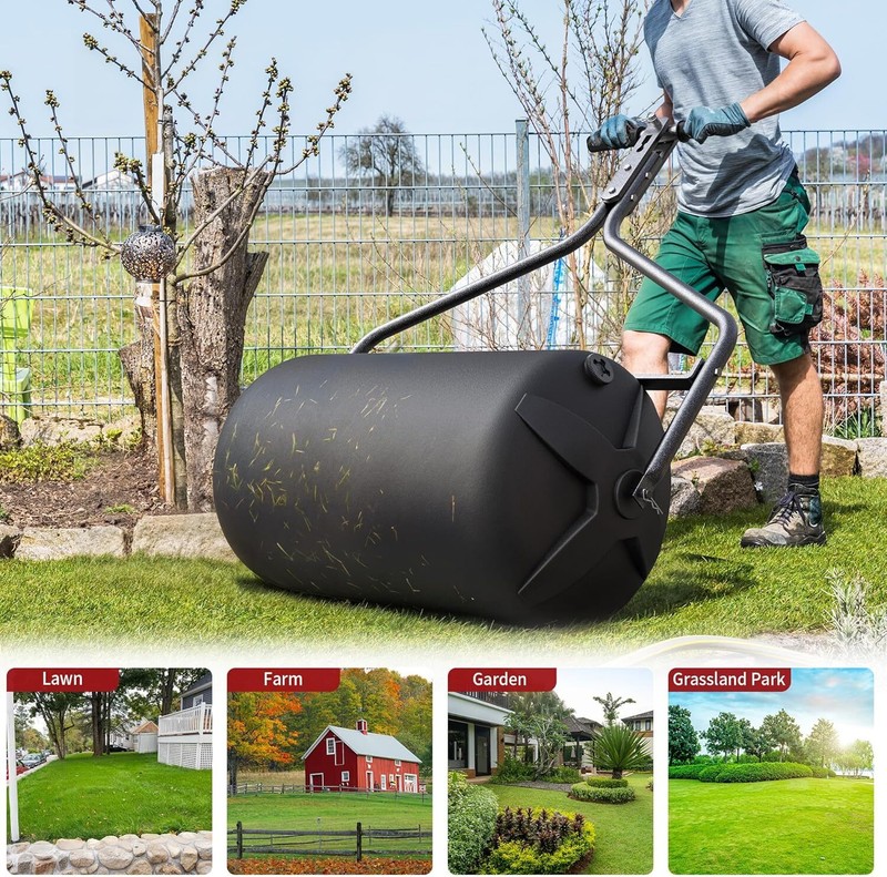 18'' x 24'' Poly Lawn Roller W/Threaded Plug for Lawn and Garden Tractors 270lbs gallery