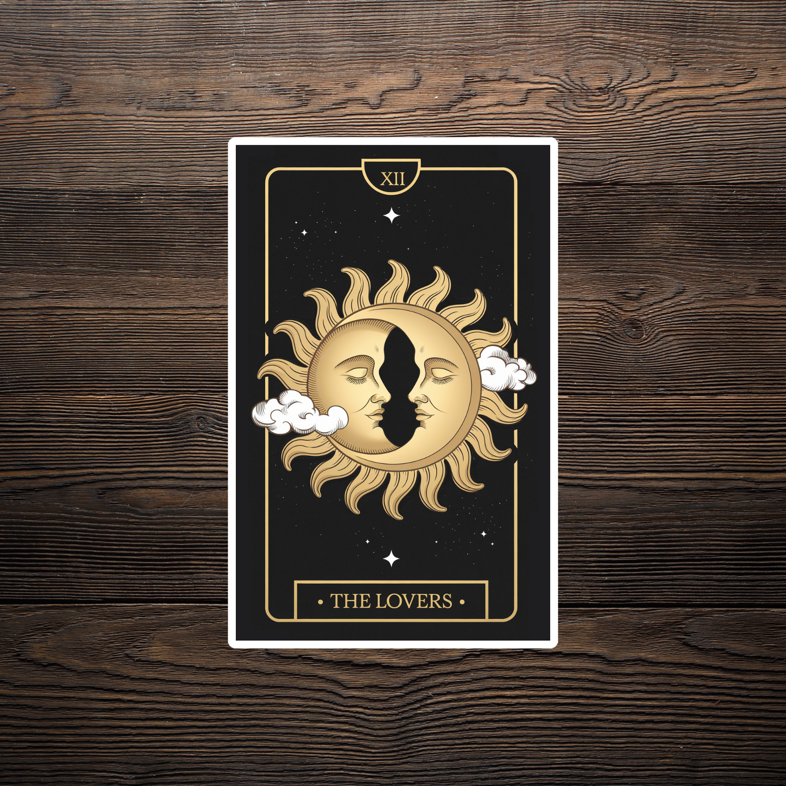 Celestial Sun and Moon Tarot Card Sticker - The Lovers XII Mystical Decal #2184 gallery