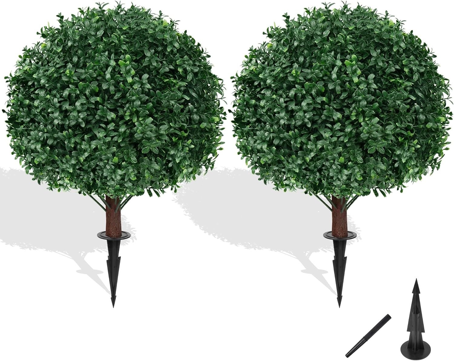 *NEW* 2PCS Artificial Boxwood Topiary Ball Tree with Ground Spike gallery