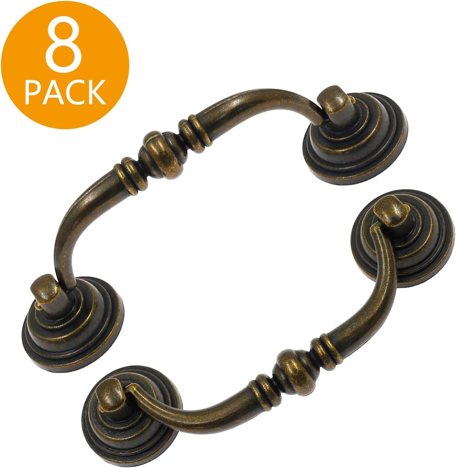 8PCS Antique Bronze Bail Drawer Pull Handles 3.5" Hole Cabinet Dresser Hardware gallery