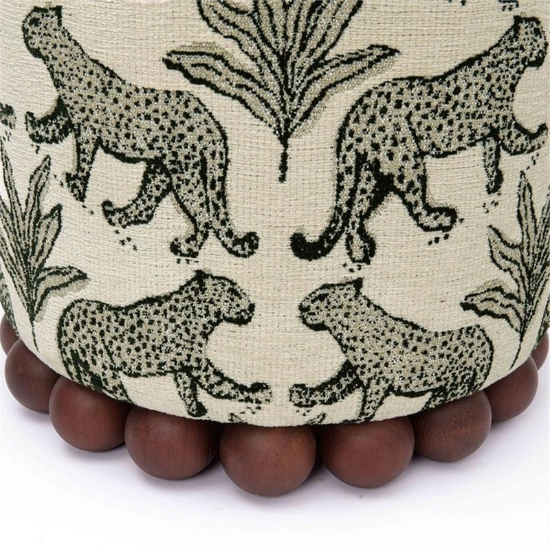 Pemberly Row Taupe Leopard Jacquard Ottoman - 15.7"W x 15.7"D x 18.3"H gallery