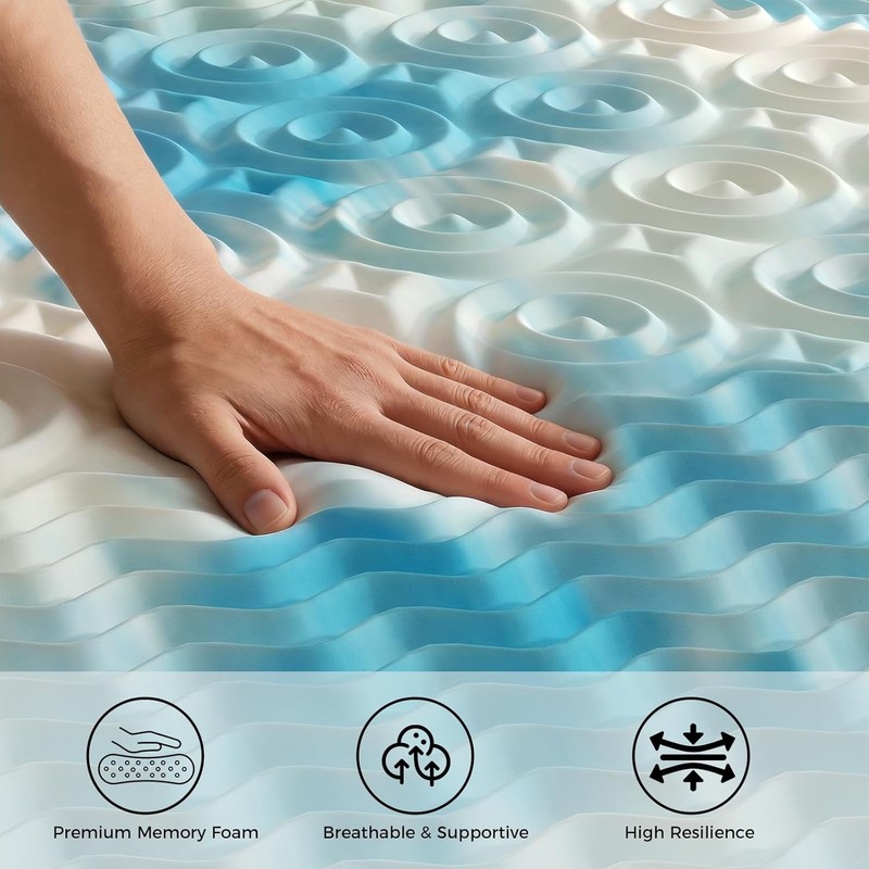 DUMOS 5-Zone Support Memory Foam Mattress Topper,Pain Relief,Cooling Gel Infused gallery