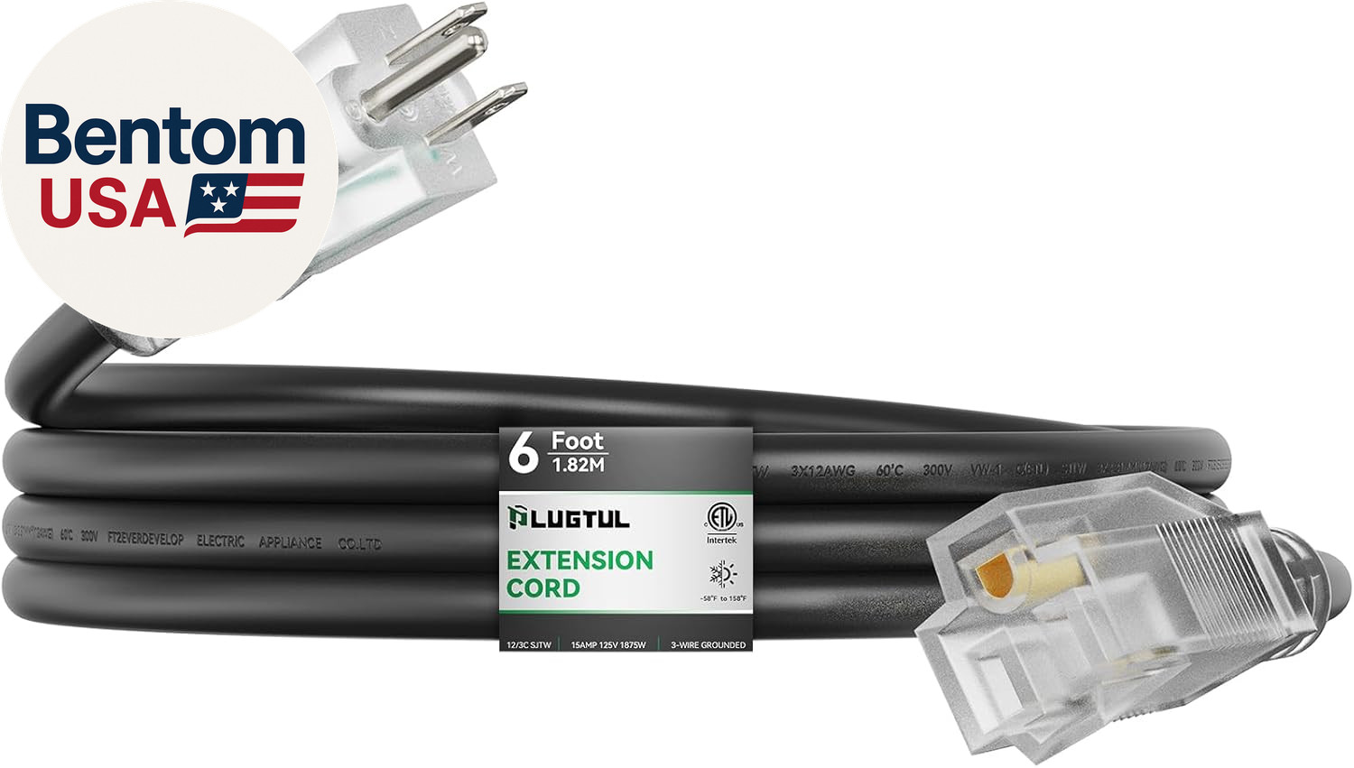 Outdoor Extension Cord 6FT, 12 Gauge Extension Cord with Lighted End, Heavy Duty gallery