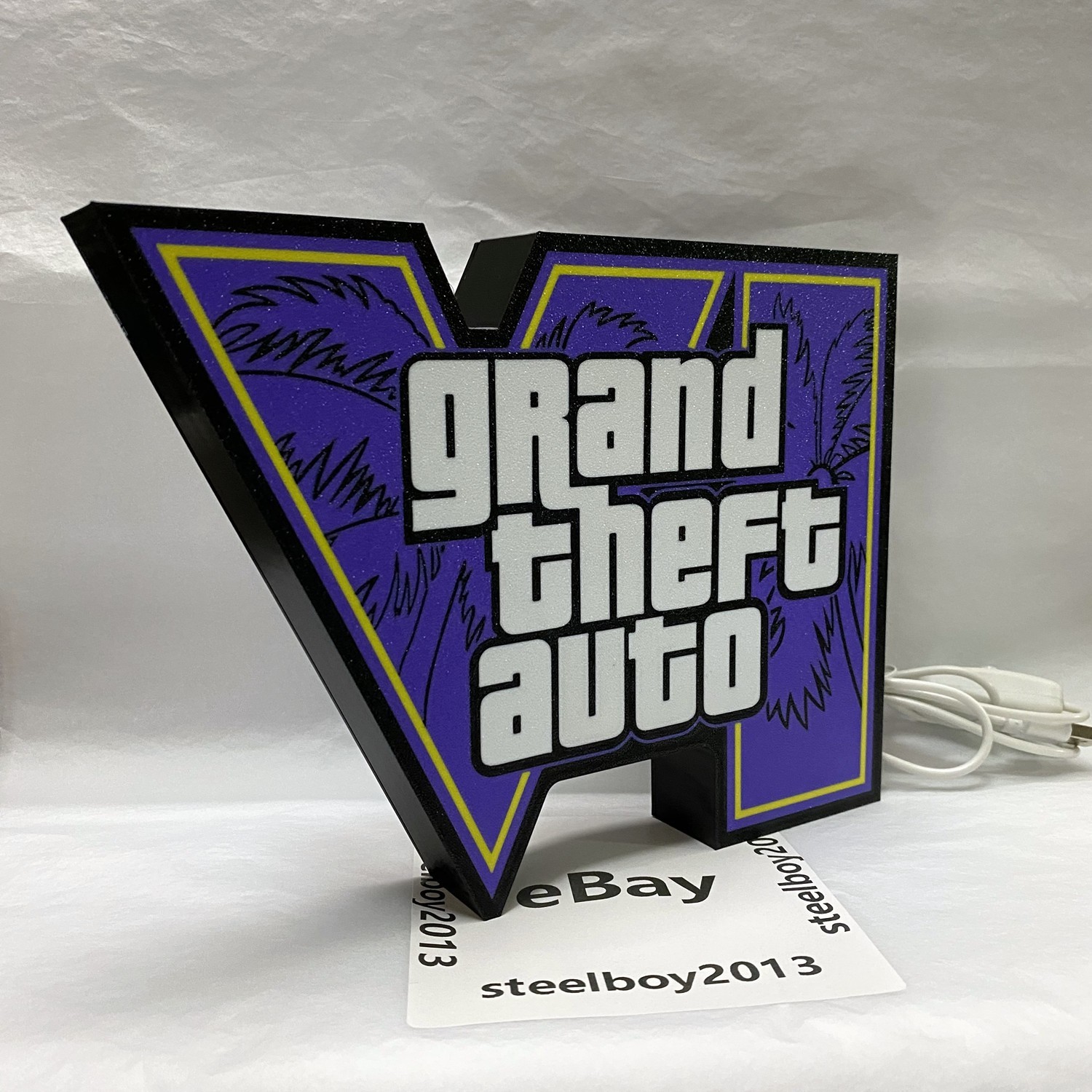 Grand Theft Auto GTA6 Logo Light Box 3D Printed USB LED Lamp Neon Sign 8 inch gallery