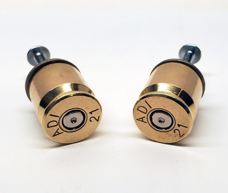 Two 50 Caliber Brass Drawer Knobs for Dressers and Cabinet Doors gallery