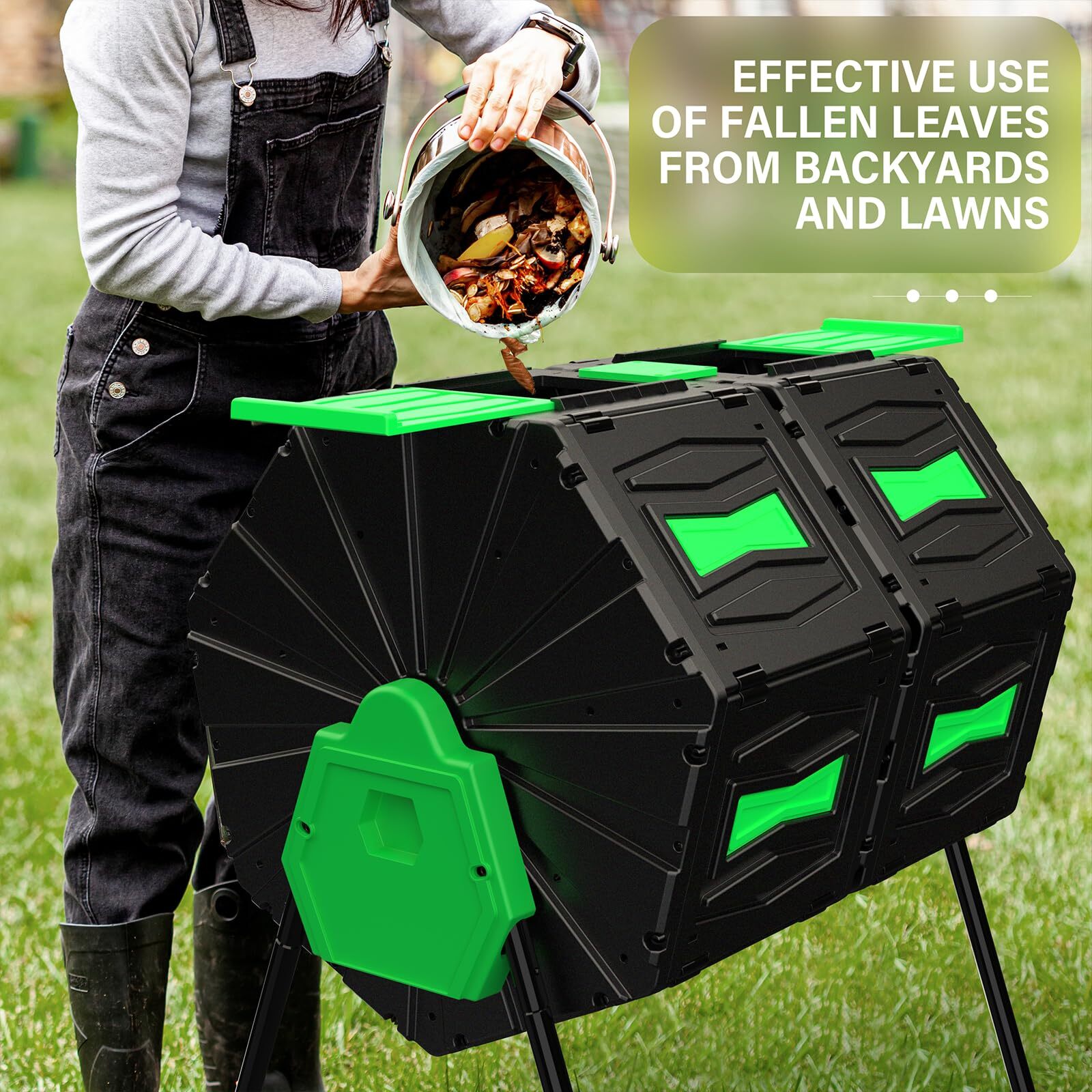 Large Composter Bin 45Gal Heavy Duty Compost Bin Outdoor Dual Chamber Tumbling gallery