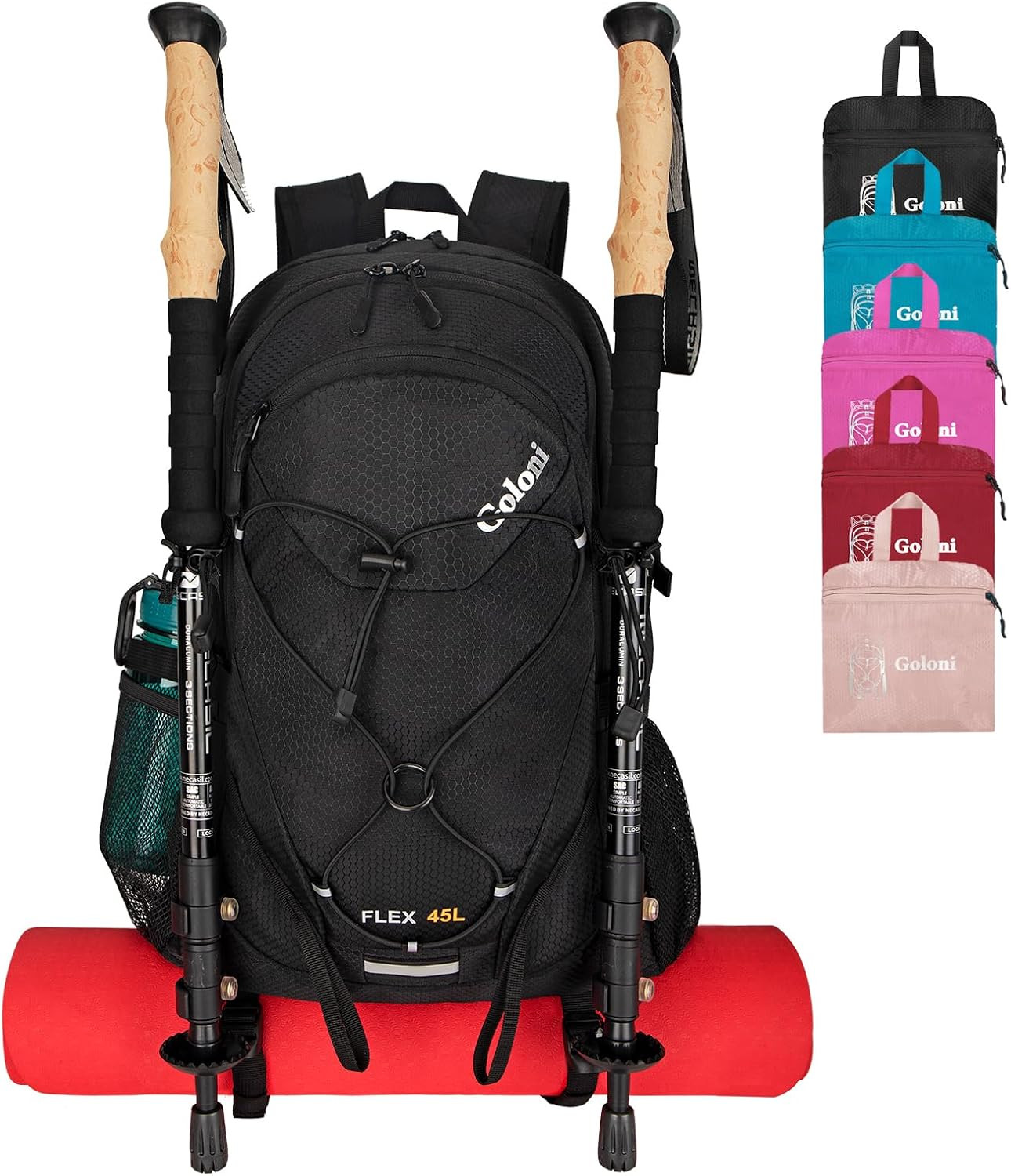 45L Hiking Backpack Lightweight Foldable, Waterproof Camping Backpack with Rain
