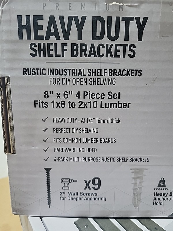 Versatile 8" X 6" Wall-Mount Shelf Brackets Heavy-Duty Iron, 250 lbs Capacity gallery