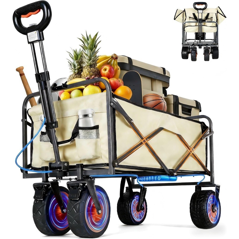 Electric Collapsible Garden Wagon Cart with Wheels Foldable Utility Wagon 100W gallery