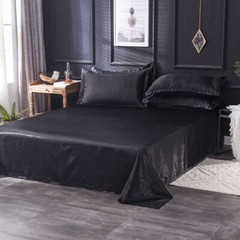 Satin Silk Bedding Set Flat Bed Sheet Pillow Case Flat Sheet Twin/Queen/King Bed