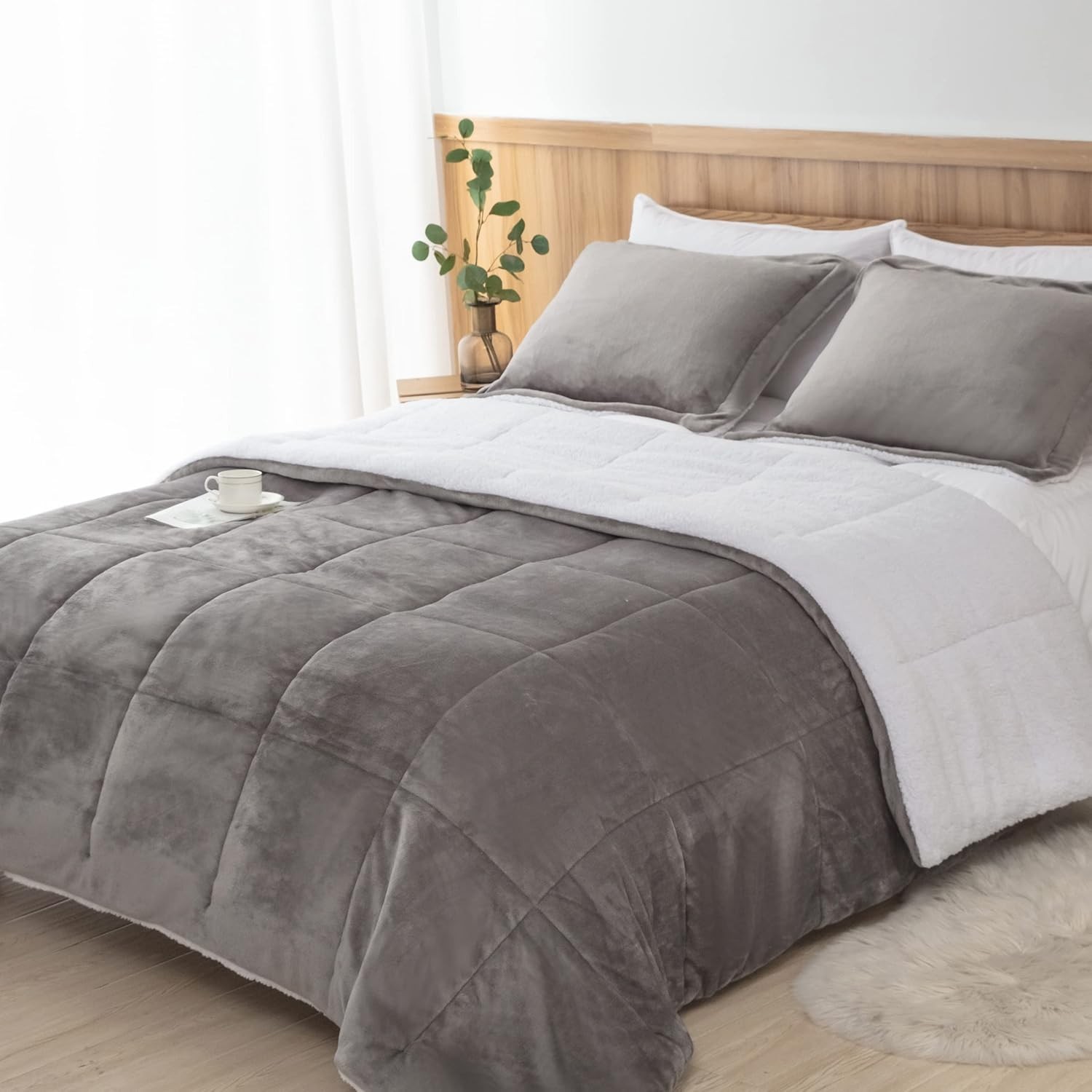 Ultra Soft Sherpa Comforter Set Full Queen, Fall Winter All Season Down Alter... gallery