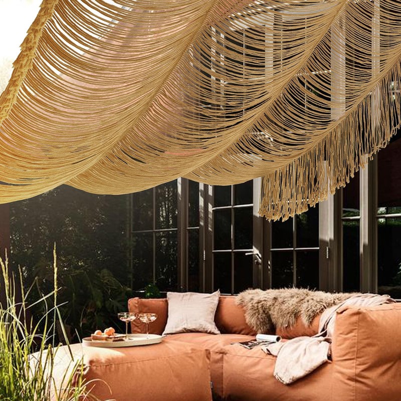 Macrame curtain boho doorway window wall decor fiber yarn art handwoven hanging gallery