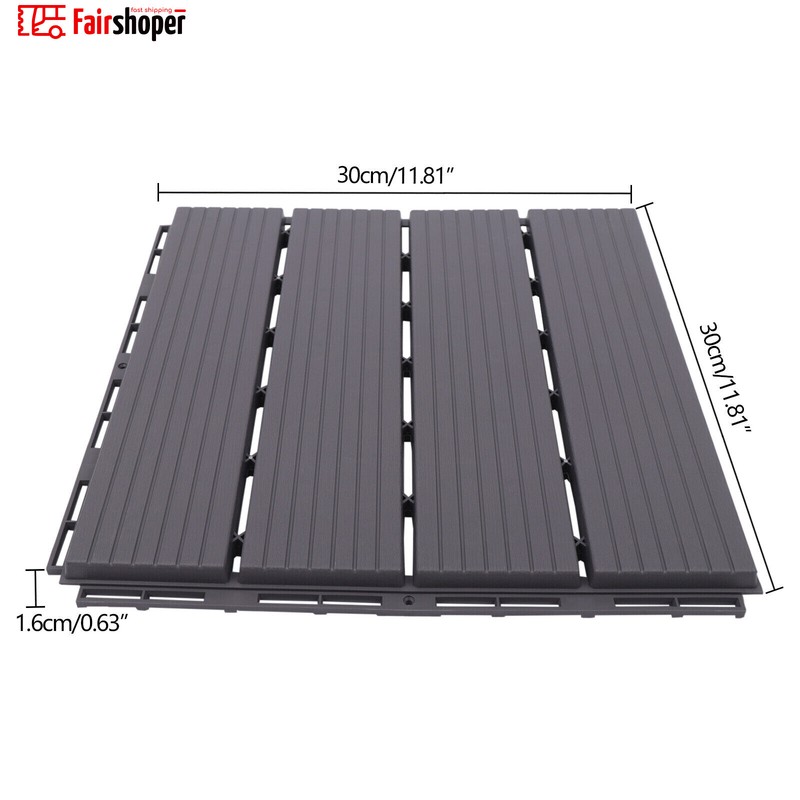 Plastic Composite Patio Deck Tiles 12”x12” Interlocking Decking Tiles gallery