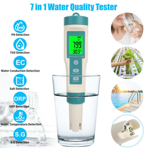 7IN1 5IN1 Digital LCD PH/TDS/EC/Temperature/Salinity Water Quality Tester Meter gallery