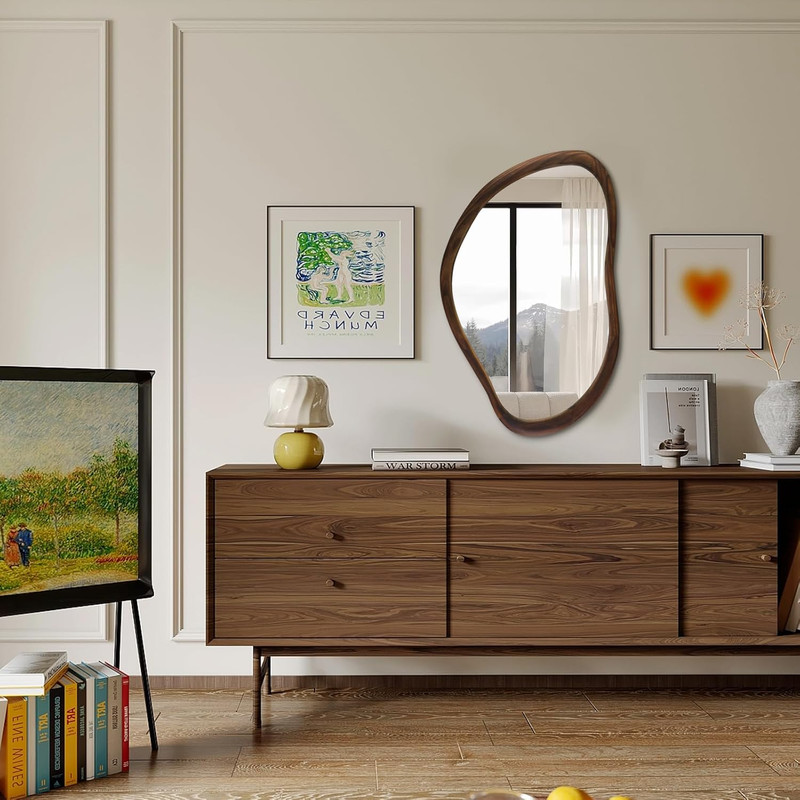 Rustic 35"x24" Dark Walnut Wall Mirror, Versatile for Any Room gallery