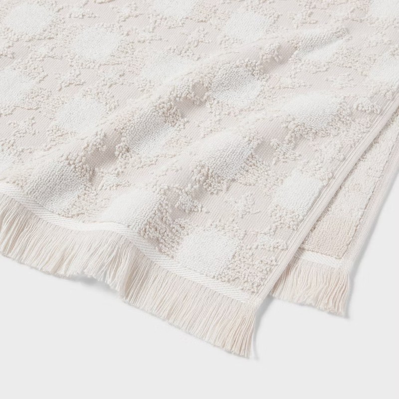 2pc Boho Ikat Patterned Bath Towel Cream - Threshold gallery